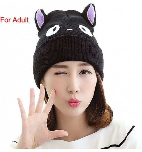 Sun Hats Cute Parent-Child Knitted Cat Bear Ear Cap Beanie Black - Cat - CC12M8IEDUB $13.35