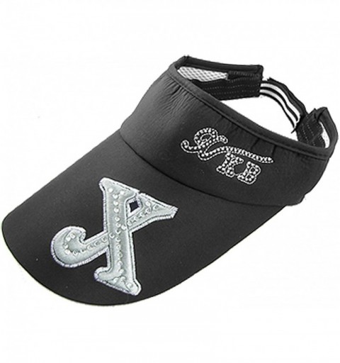 Visors Ladies Adjustable Rhinestone Sports Sun Visor Hat Cap Black - CG11CYXW1Z5 $12.56