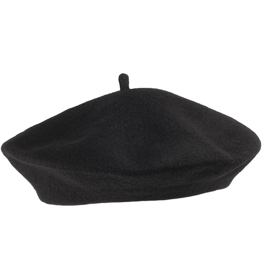 Newsboy Caps Black Wool Fashion Beret - Black - CZ112M3AT4V $22.57