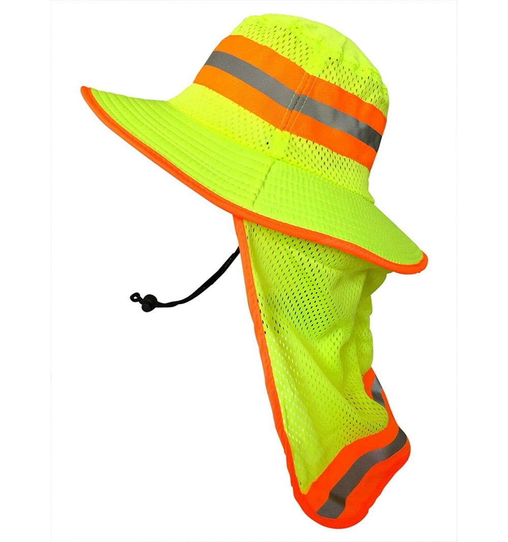 Sun Hats Men High Visibility Reflective Sun Hat with Neck Flap Wide Brim Boonie Hat Bucket Cap - 1pc Neon Lime - CW18WGM44XM ...