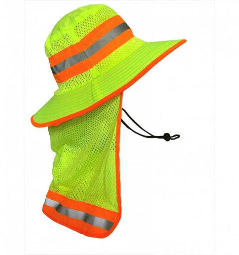 Sun Hats Men High Visibility Reflective Sun Hat with Neck Flap Wide Brim Boonie Hat Bucket Cap - 1pc Neon Lime - CW18WGM44XM ...