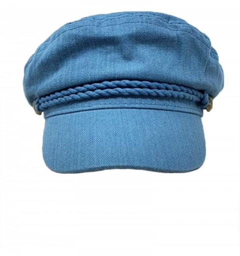 Skullies & Beanies Women's 100% Cotton Herringbone Fisherman Sailor Captain Cap (Blue) - C518ND378CE $9.58