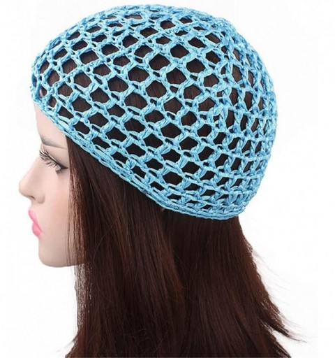 Skullies & Beanies Women Soft Rayon Snood Hat Hair Net Crocheted Hair Net Cap Mix Colors Dropshipping - Kufi Purple-2pcs - CN...