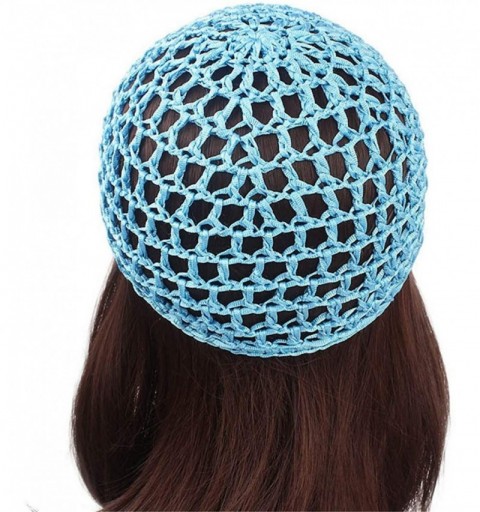 Skullies & Beanies Women Soft Rayon Snood Hat Hair Net Crocheted Hair Net Cap Mix Colors Dropshipping - Kufi Purple-2pcs - CN...