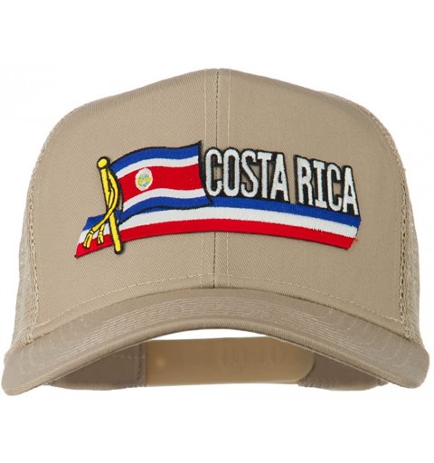 Baseball Caps Costa Rica Flag Patched Mesh Cap - Khaki - C011Q3SYK97 $16.72