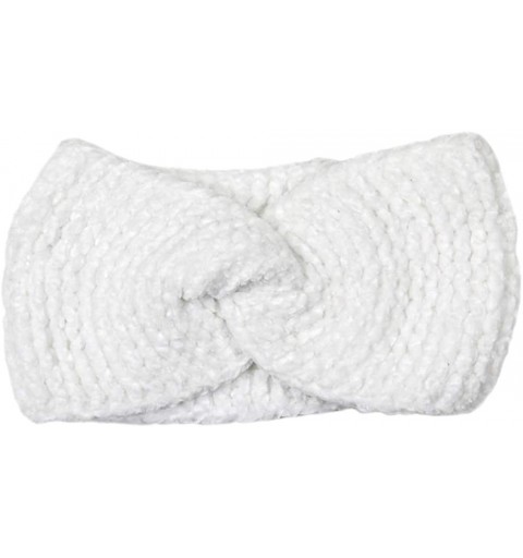 Headbands Women's Winter Knitted Headband Ear Warmer Head Wrap (Flower/Twisted/Checkered) - Twisted-white - CN18I9MA7OC $17.53