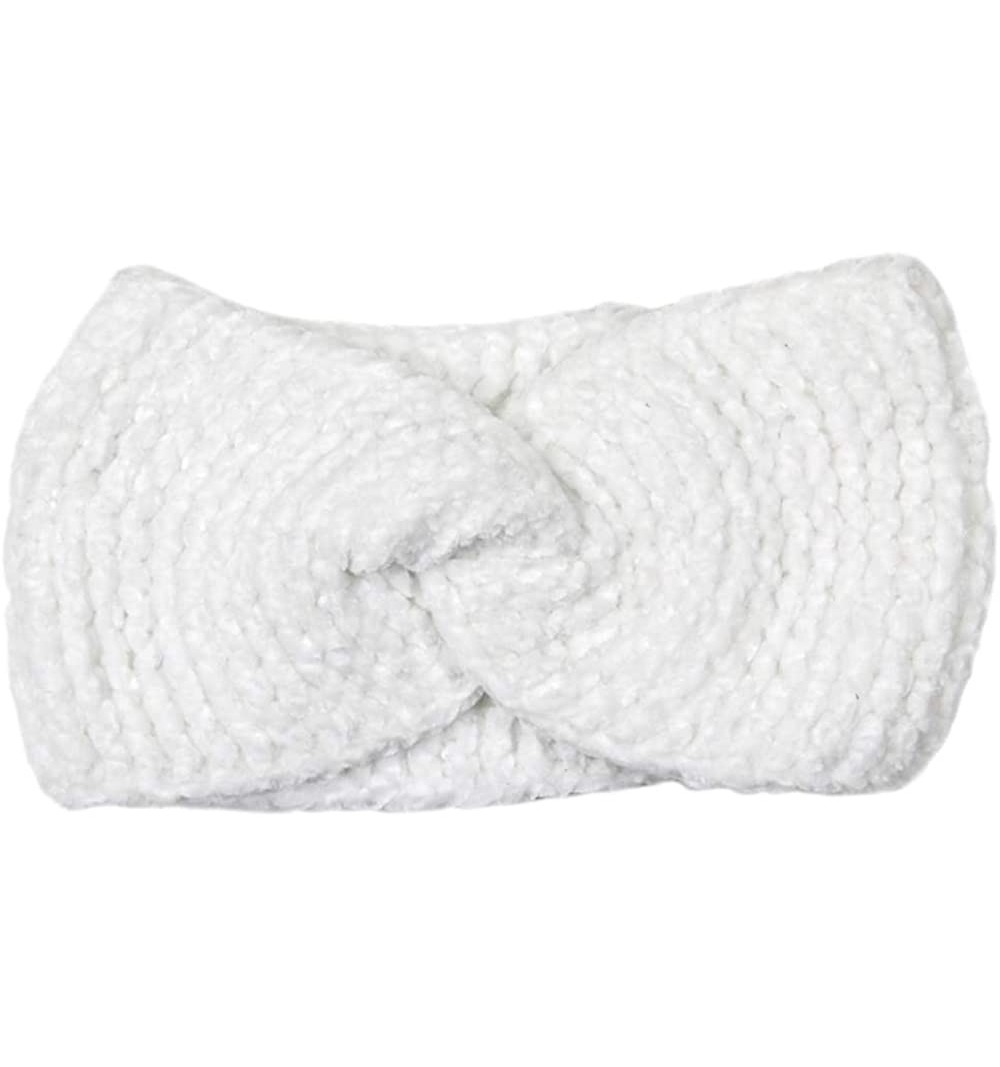 Headbands Women's Winter Knitted Headband Ear Warmer Head Wrap (Flower/Twisted/Checkered) - Twisted-white - CN18I9MA7OC $18.92
