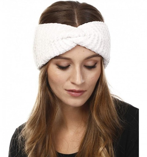 Headbands Women's Winter Knitted Headband Ear Warmer Head Wrap (Flower/Twisted/Checkered) - Twisted-white - CN18I9MA7OC $18.92