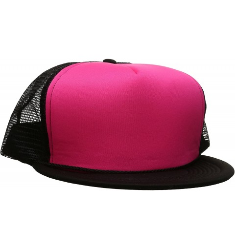Baseball Caps Flat Bill Neon Trucker Cap - Black/Neon Pink - CN11C07LDLN $11.20