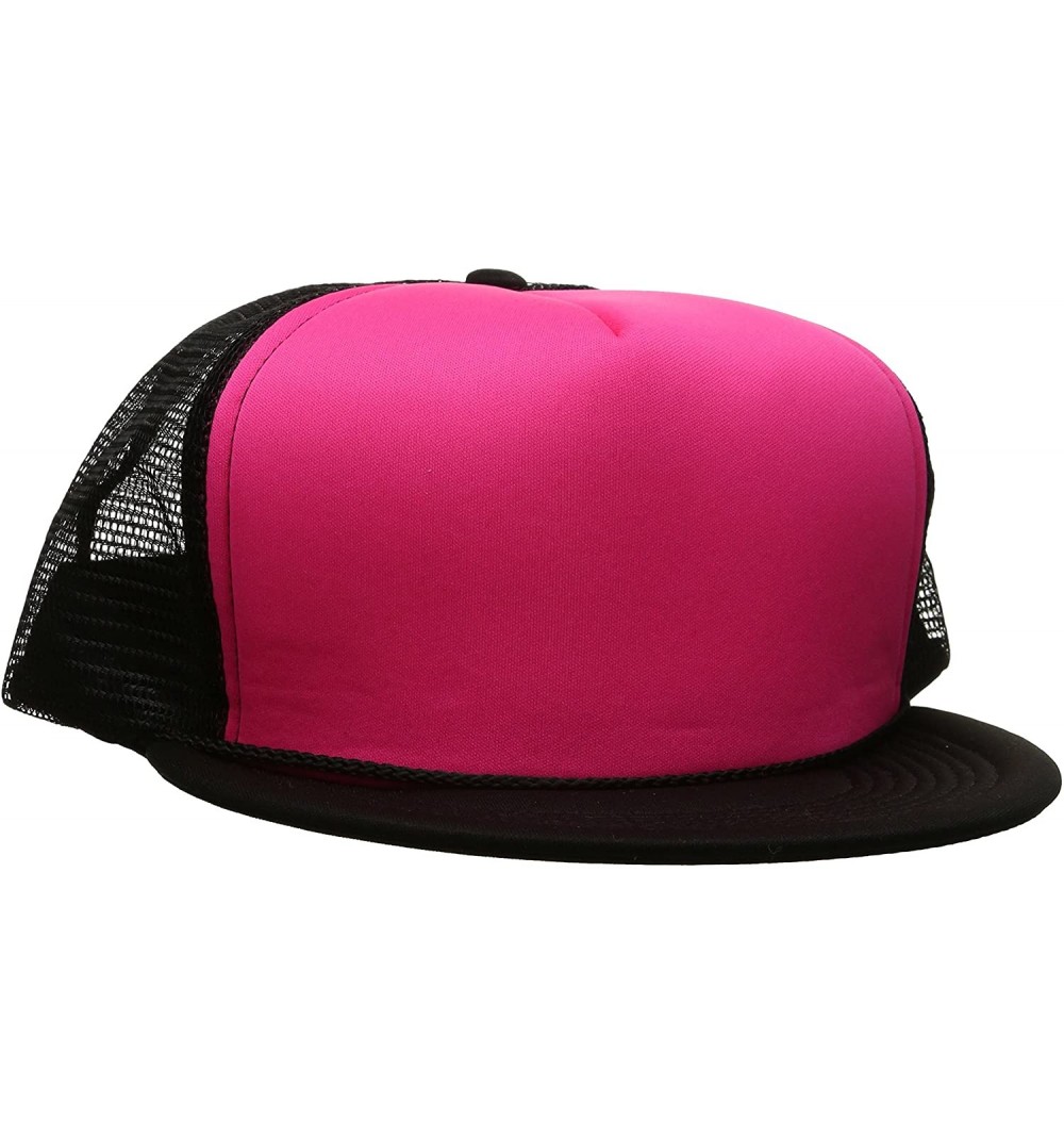 Baseball Caps Flat Bill Neon Trucker Cap - Black/Neon Pink - CN11C07LDLN $11.20