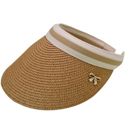 Sun Hats Women Summer Sun Visor Large Brim Straw Beach Sun Hat Outdoor Sports Cap - Natural - CB18R3E6WYY $18.45