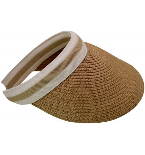 Sun Hats Women Summer Sun Visor Large Brim Straw Beach Sun Hat Outdoor Sports Cap - Natural - CB18R3E6WYY $18.45