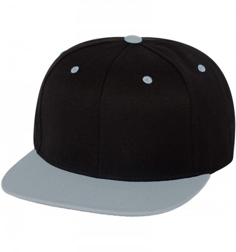Baseball Caps 6-Panel Structured Flat Visor Classic Snapback (6089) - Black/Silver Grey - C511NANFF19 $10.29