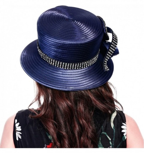 Bucket Hats Church Kentucky Derby Dress Hats for Women - Sd707-navy-p - CX186YHXMXQ $46.96