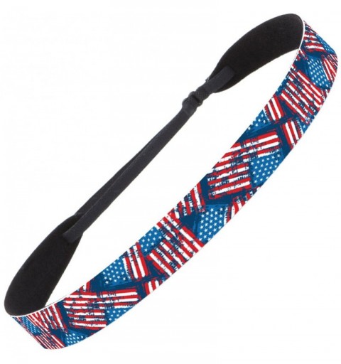 Headbands Women's American Flag 4th of July Adjustable Headband Gift Packs (2pk Distressed Flag & Red Wave) - CG18E0SNIIH $12.22