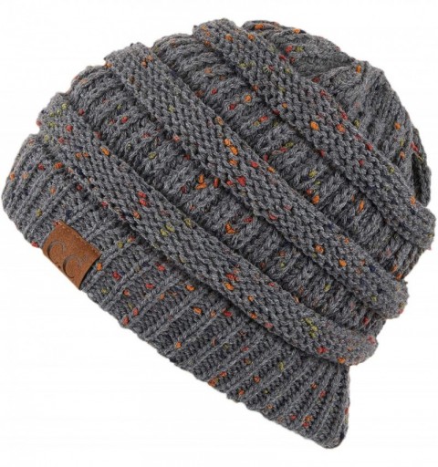 Skullies & Beanies Exclusives Unisex Ribbed Confetti Knit Beanie (HAT-33) - Dk. Mel Grey - C0189KXK0X2 $25.67