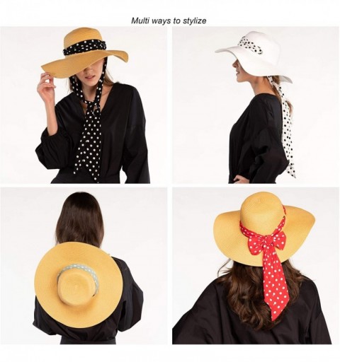 Sun Hats Pull Through Sash Scarf Eyelets Straw Hat Floppy Foldable Roll up Beach Travel Sun Hat (ST-2026-3017-20) - CU194RTCW...