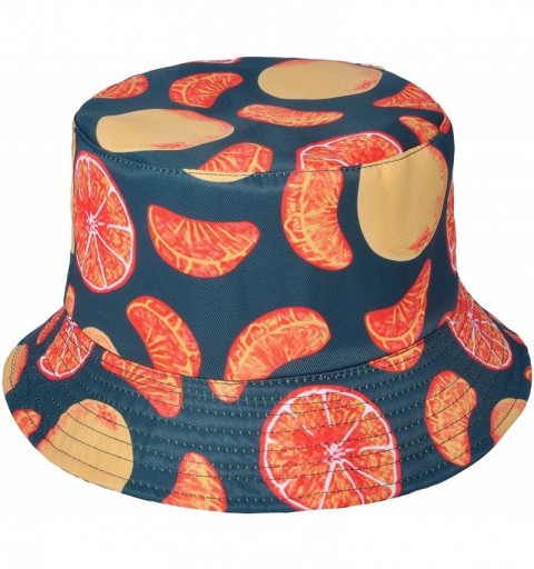 Bucket Hats Unisex Cute Print Bucket Hat Summer Fisherman Cap - Orange - CL18U7YR7E9 $30.21