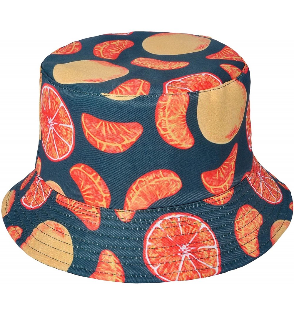 Bucket Hats Unisex Cute Print Bucket Hat Summer Fisherman Cap - Orange - CL18U7YR7E9 $13.51