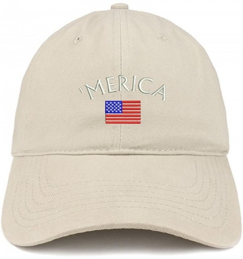 Baseball Caps Merica Small American Flag Embroidered Dad Hat Cotton Baseball Cap - Stone - CC12JO1GKW9 $22.24