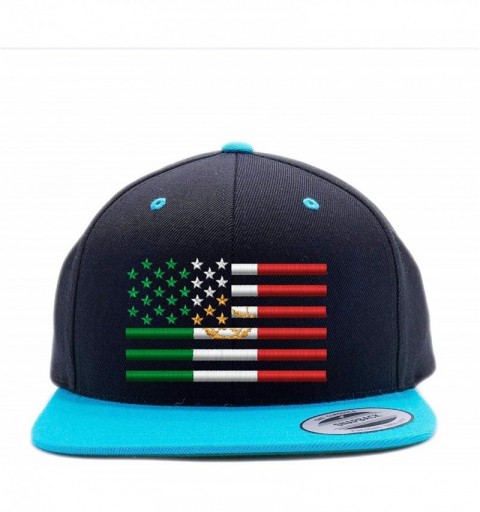 Baseball Caps USA Mexico Flag Combination Snapback Cap HAT - Black/Teal - CI188S7YYYE $32.20