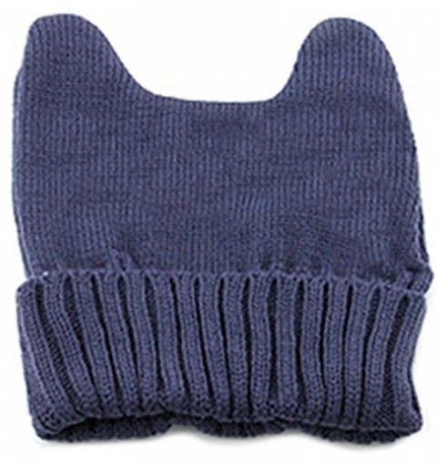 Skullies & Beanies Cute Cat Ear Shape Women Girl Warm Winter Knitted Hat Beanie Cap - Dark Grey - CE11OPODAZZ $8.19