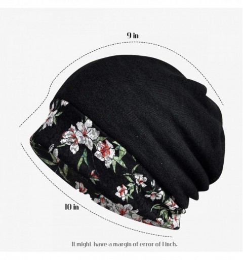 Skullies & Beanies Women's Cotton Lace Baggy Slouchy Beanie Chemo Hat Cap Scarf - Black - CY193LNAY42 $8.36