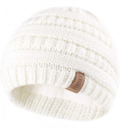 Skullies & Beanies Kids Girls Boys Winter Knit Beanie Hats Bobble Ski Cap Toddler Baby Hats 1-6 Years Old - 03-white - CO18W7...
