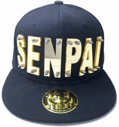 Baseball Caps Senpai HAT in Black - Reflective Gold - C81888MO3KG $22.48