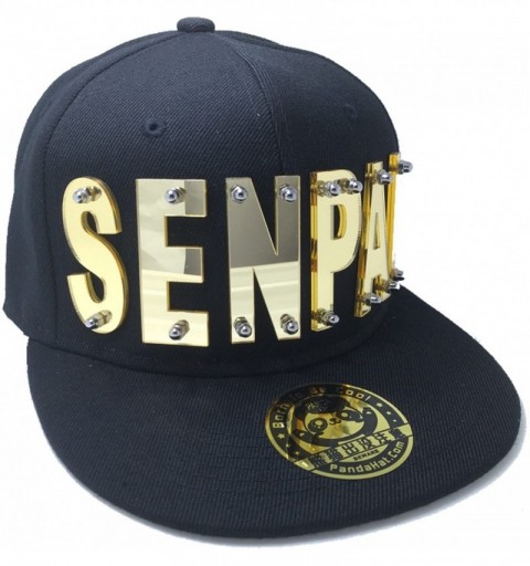 Baseball Caps Senpai HAT in Black - Reflective Gold - C81888MO3KG $22.48