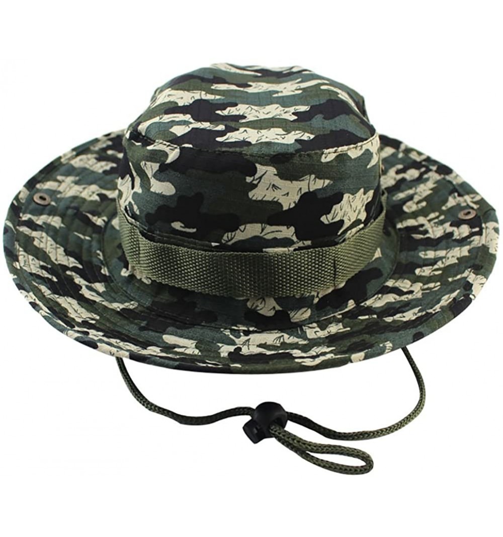 Sun Hats Outdoor Camping Hat Wide Brim Camouflage Boonie Hat Sun Protection Hat - Bamboo Camouflage - CV17Y0M9E04 $11.08