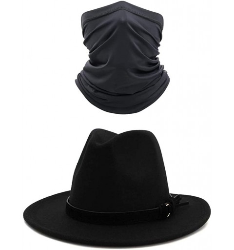Fedoras Women Men's Belt Buckle Fedora Hat Wide Brim Panama Hats - A Belt Hat+balaclava - CO198R44SZ3 $22.27