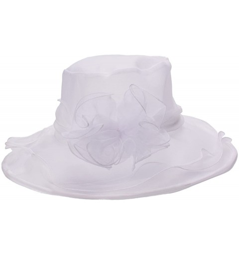 Sun Hats Womens Kentucky Derby Sun Hat Wide Brim Wedding Church Racing A002 - White - C111MP67YOJ $8.67