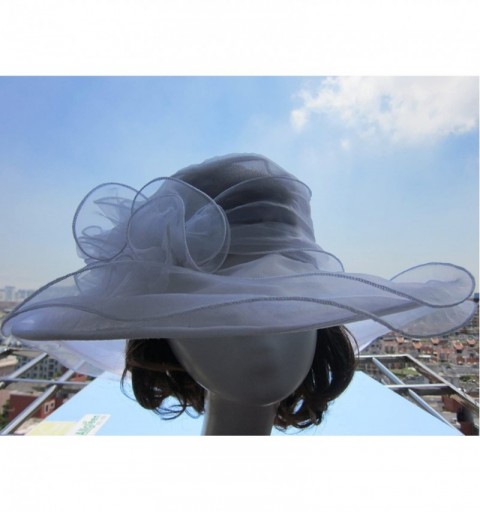 Sun Hats Womens Kentucky Derby Sun Hat Wide Brim Wedding Church Racing A002 - White - C111MP67YOJ $8.67