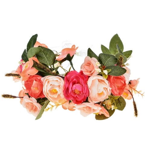 Headbands Rose Flower Headband Floral Crown Garland Halo - Orange - CA18Y8RZAQA $24.79