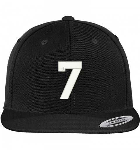 Baseball Caps Number 7 Collegiate Varsity Font Embroidered Flat Bill Snapback Cap - Black - CH12FS7X9T5 $21.41