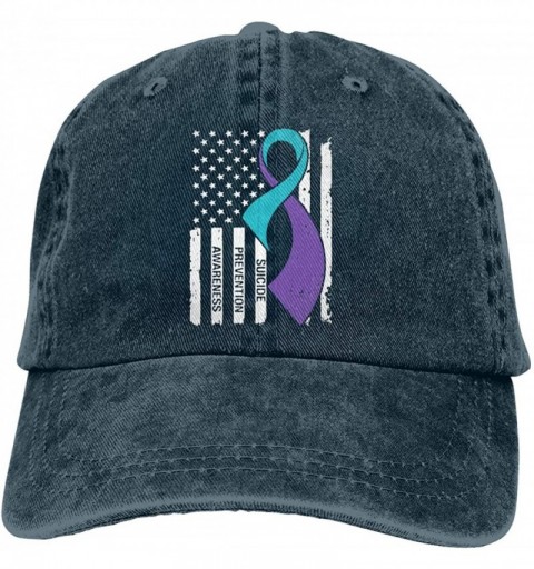 Baseball Caps Suicide Prevention Awareness Flag Men's Women's Adjustable Jeans Baseball Hat - Denim Jeanet Dad Hats - Navy - ...