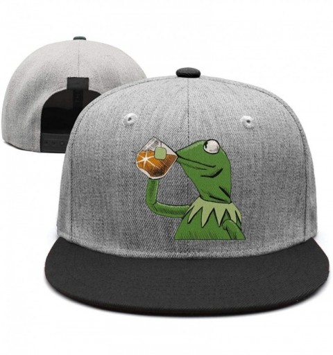 Baseball Caps The Frog "Sipping Tea" Adjustable Strapback Cap - 1000funny-green-frog-sipping-tea-22 - CS18ICWYNMY $18.03