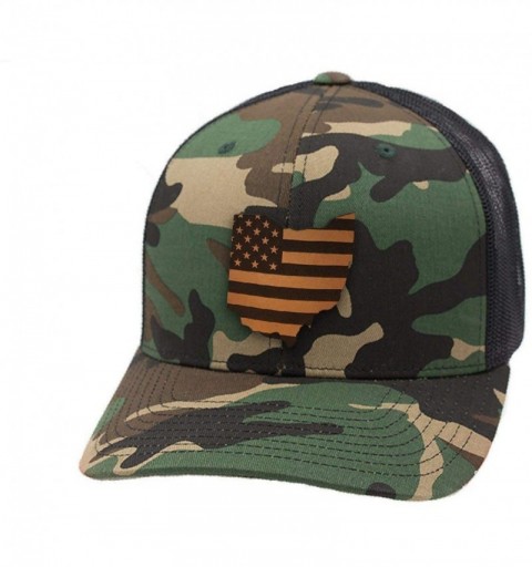 Baseball Caps 'Ohio Patriot' Leather Patch Hat Curved Trucker - Camo - CH18IGOTLSO $22.90