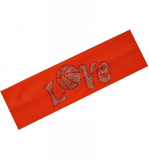 Headbands Love Basketball Rhinestone Cotton Stretch Headband for Girls Teens and Adults - Basketball Team Gifts - Orange - CV...