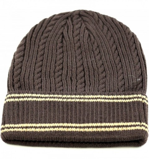 Skullies & Beanies 200h Unisex Light Weight Chunky Cable Knit Beanie Hat - Brown Beige - CG12CLWEL51 $9.02