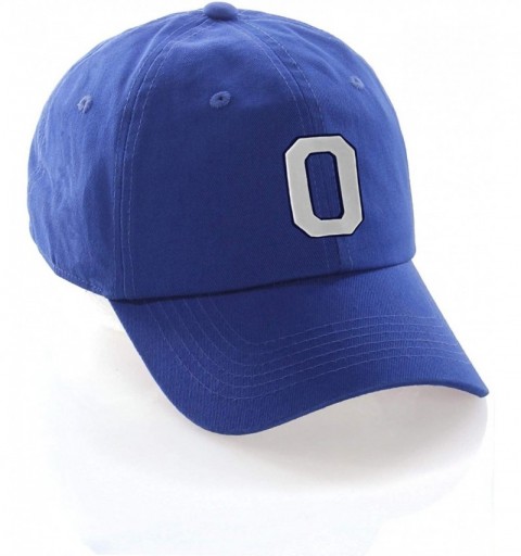Baseball Caps Customized Letter Intial Baseball Hat A to Z Team Colors- Blue Cap Navy White - Letter O - CT18N8G5D9X $10.88