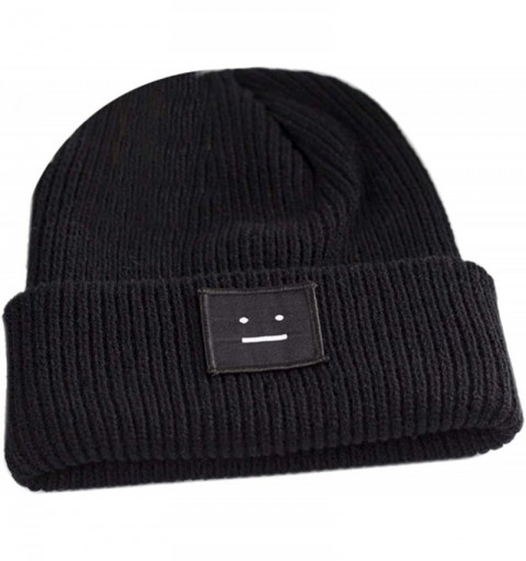 Skullies & Beanies Women's Winter Wool Cap Hip hop Knitting Skull hat - Expression Black - CZ12O3MD02J $12.63