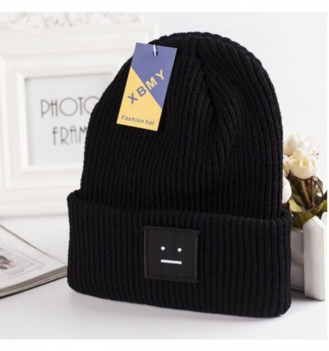 Skullies & Beanies Women's Winter Wool Cap Hip hop Knitting Skull hat - Expression Black - CZ12O3MD02J $12.63