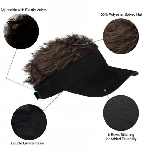 Visors Flair Hair Visor Sun Cap Wig Peaked Novelty Baseball Hat with Spiked Hair - 4.brown2 - C818ZYLO4IY $8.50