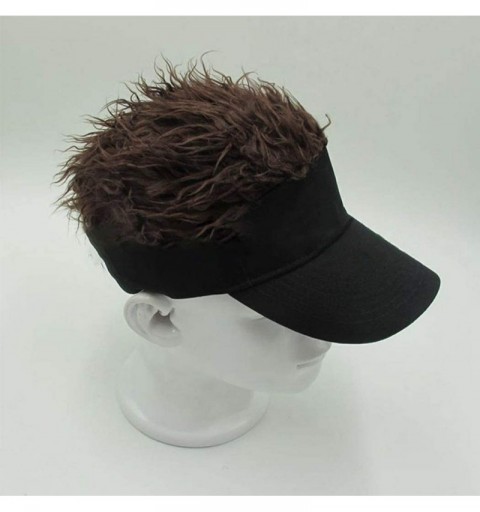 Visors Flair Hair Visor Sun Cap Wig Peaked Novelty Baseball Hat with Spiked Hair - 4.brown2 - C818ZYLO4IY $8.50