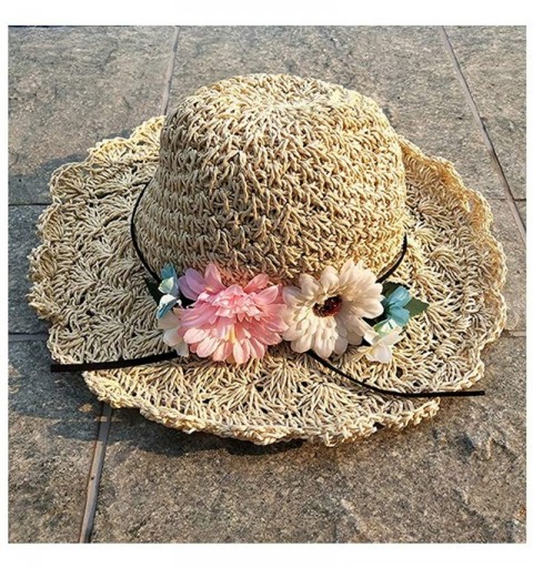 Sun Hats 1PC Vintage Raffia Straw Hats Floppy Wide Large Sun Hat Solid Fringe Wide Brim Beach Hats for Women - Beige-3 - C518...