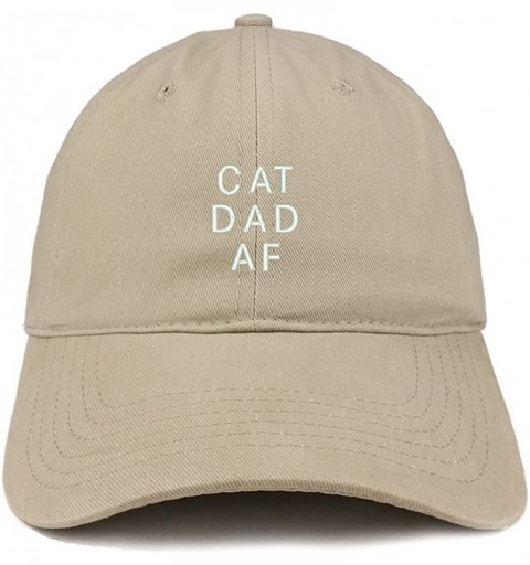 Baseball Caps Cat Dad AF Embroidered Soft Cotton Dad Hat - Khaki - CA18EYH8GUN $20.70