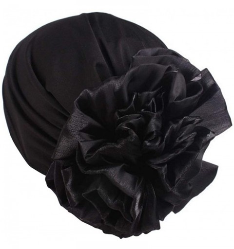 Skullies & Beanies Women Flower Elastic Turban Beanie Head Scarf wrap Chemo Cap hat for Cancer Patient - Black - CN18744ONRT ...