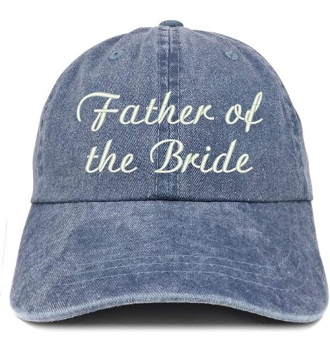 Baseball Caps Father of The Bride Embroidered Washed Cotton Adjustable Cap - Navy - CD12FM6FV9N $15.29